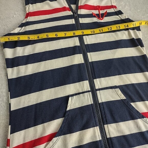 Exist Zip Up Dress Sailor Anchor W/Stripes & Hoodie Size Small - Picture 7 of 13